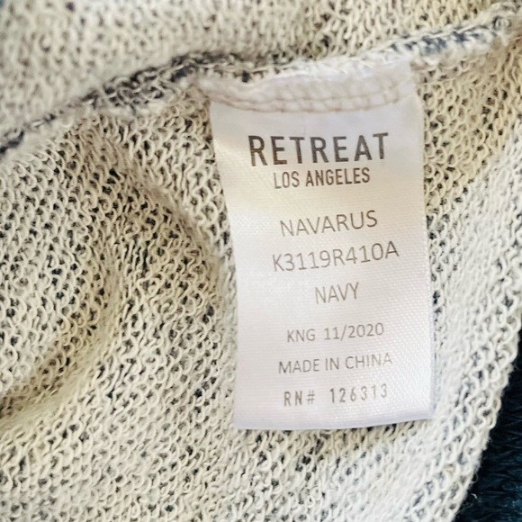 Retreat marble hoodie ribbed hem/cuff gray/navy blue kangaroo pocket Boy 5 - Picture 11 of 14